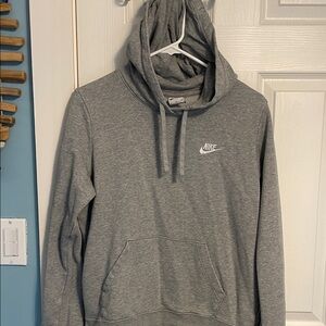Nike Men's Heather Gray Hoodie with White Logo